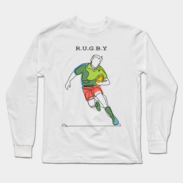 Rugby Sport Long Sleeve T-Shirt by Fashioned by You, Created by Me A.zed